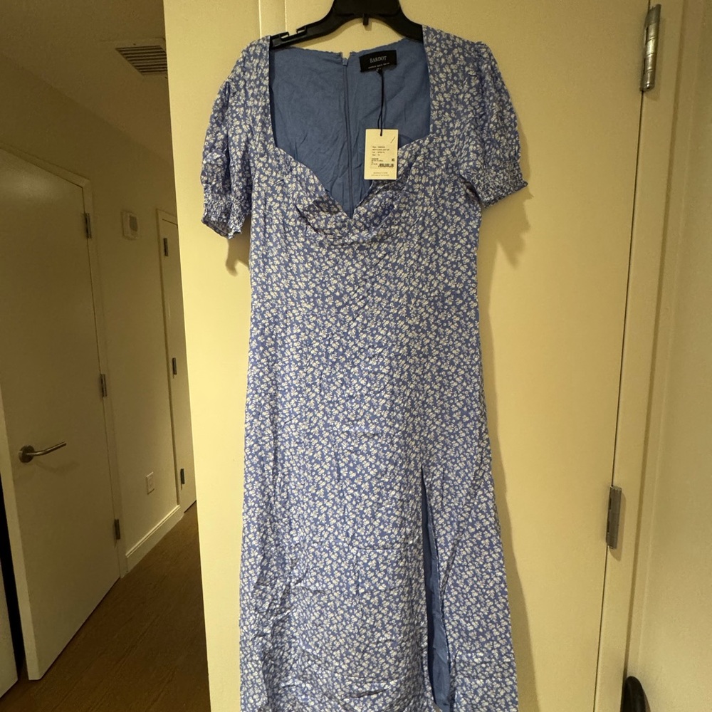 Bardot Midi Blue Floral Dress Size US12 NWT